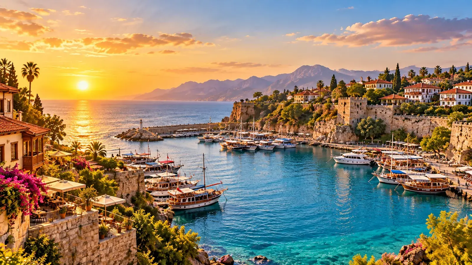 Antalya Mediterranean harbour and coast