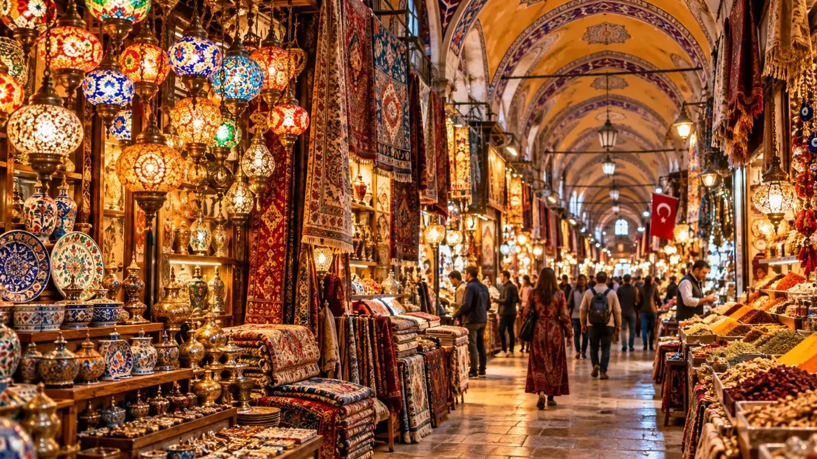 Grand Bazaar in Istanbul, where carrying a small amount of Turkish lira can be useful for shopping and small purchases