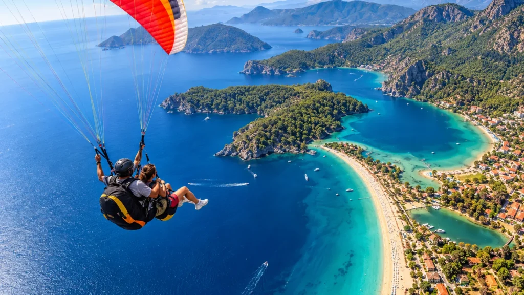 Tandem paragliding above Oludeniz and Fethiye coast