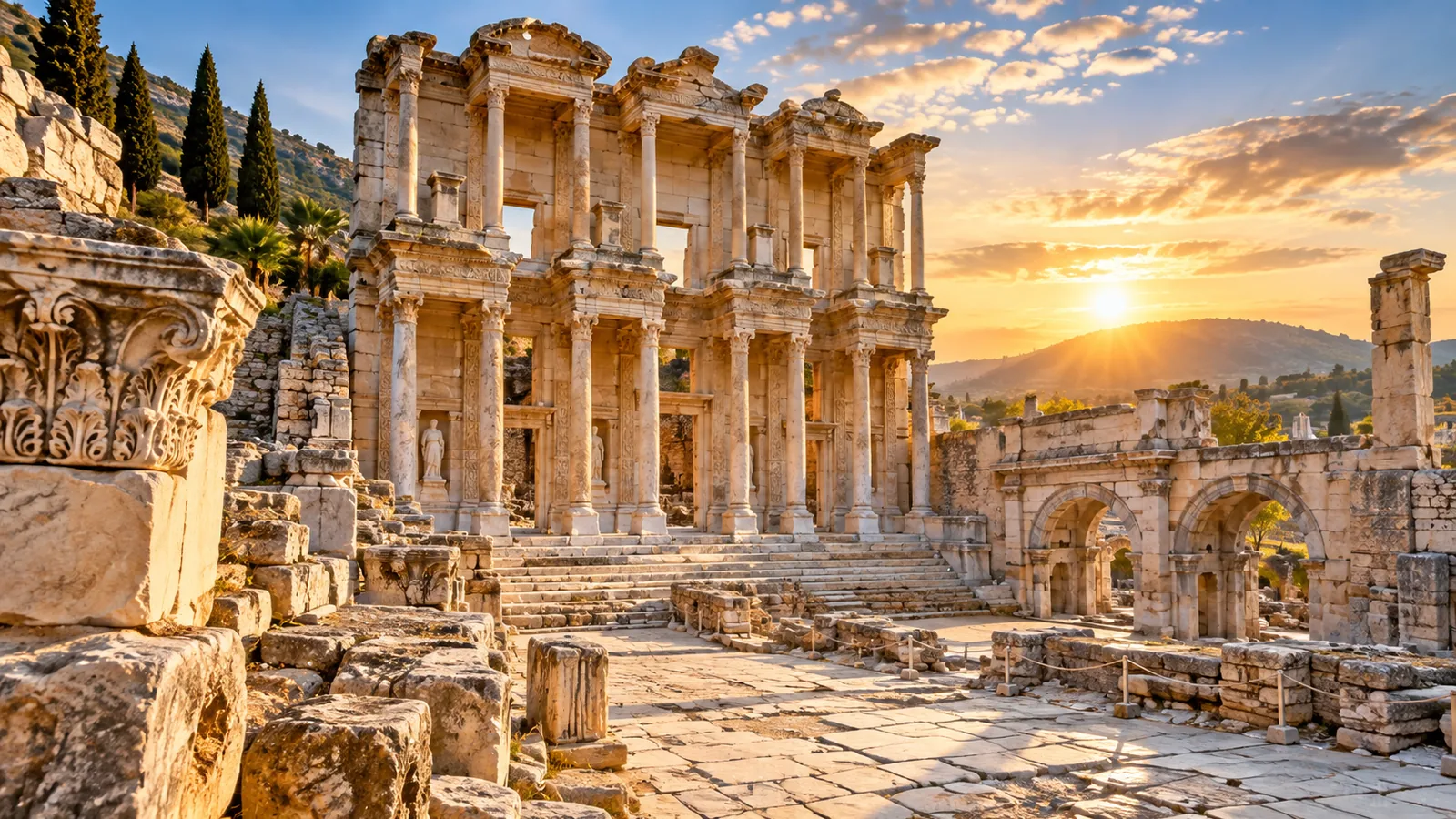 Ephesus ancient city and Library of Celsus ruins