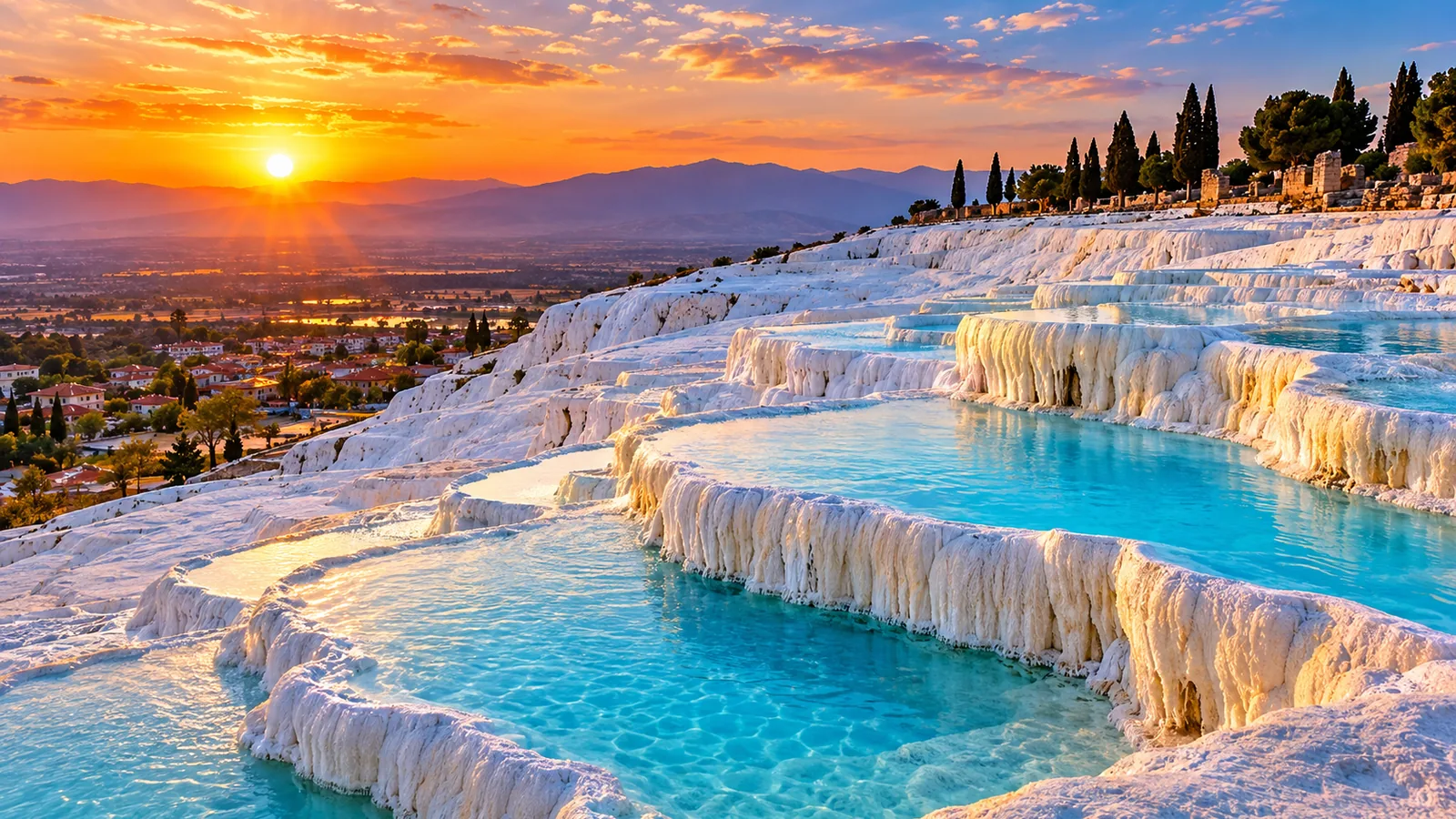 Pamukkale travertine terraces and turquoise pools