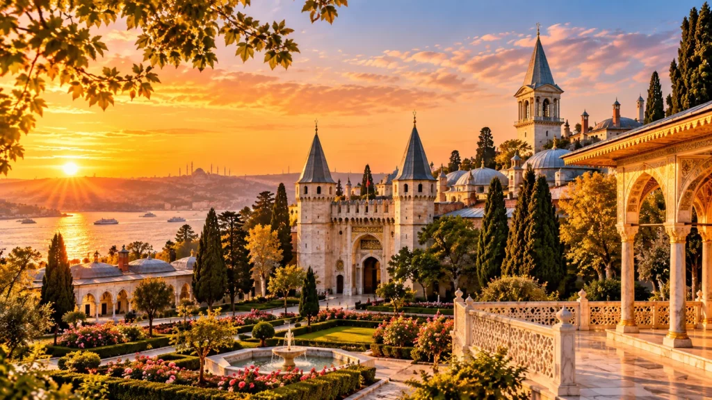 Topkapi Palace gardens and historic architecture