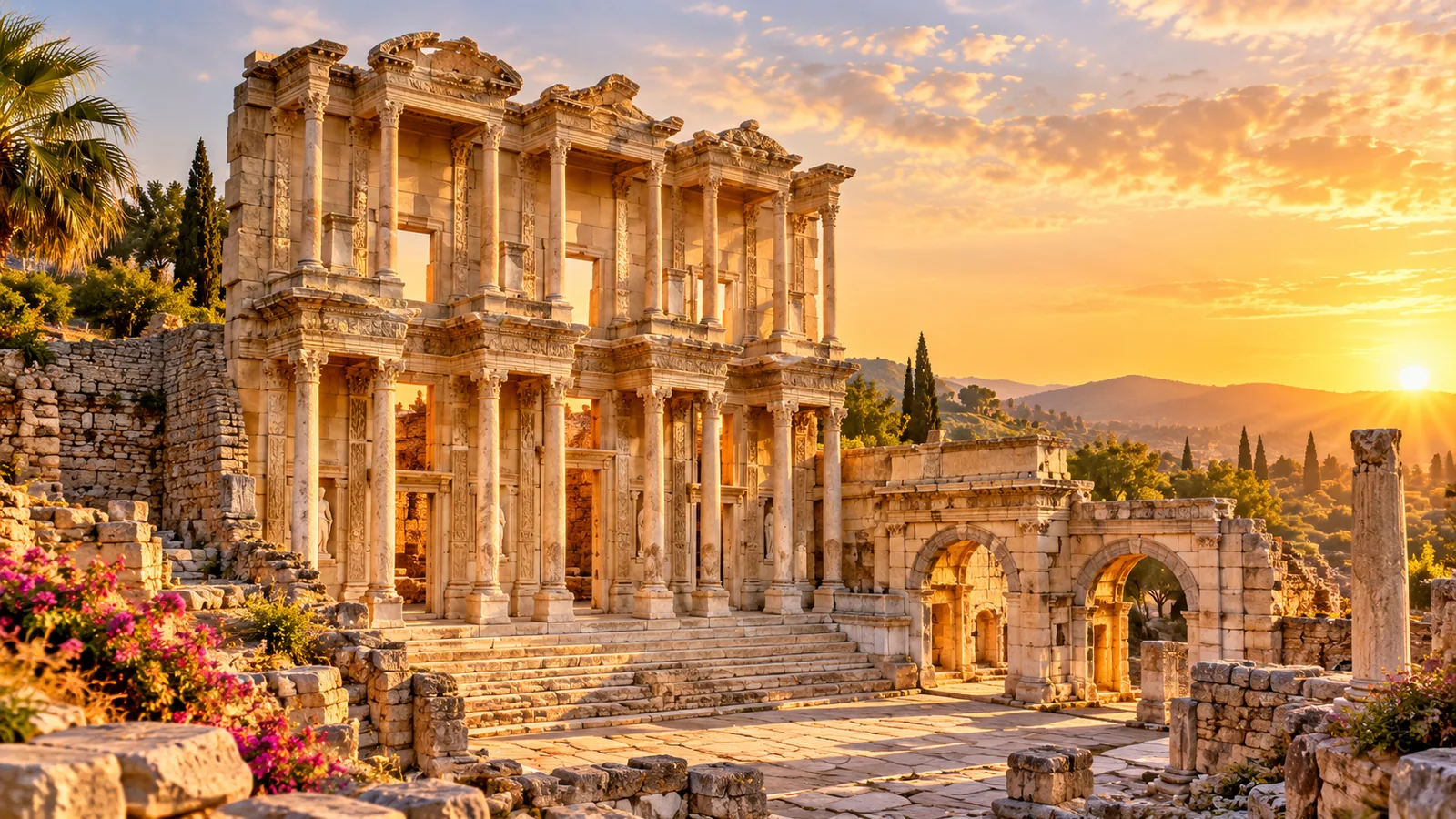 Ephesus ancient city and Library of Celsus near Selcuk