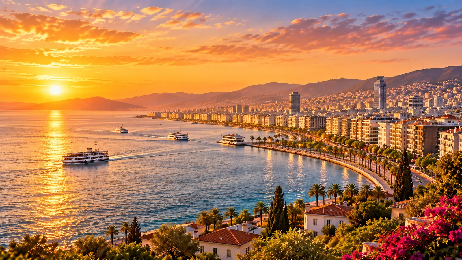 Izmir Kordon waterfront at golden hour