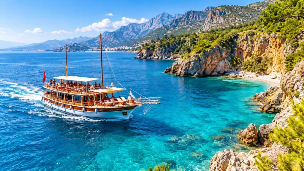 Bodrum boat tour through clear Aegean coves