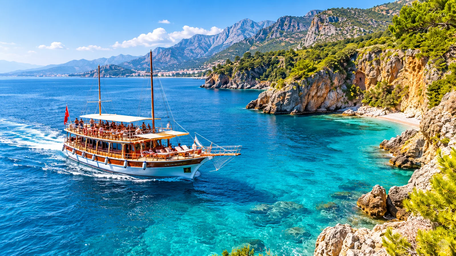 Bodrum boat tour through clear Aegean coves