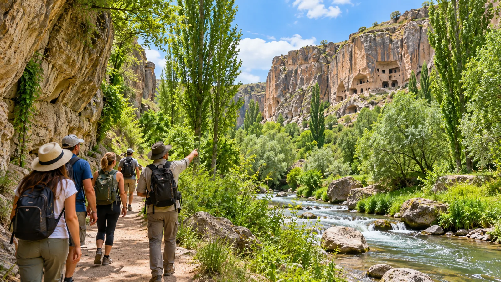 Cappadocia Green Tour hiking through Ihlara-style canyon scenery