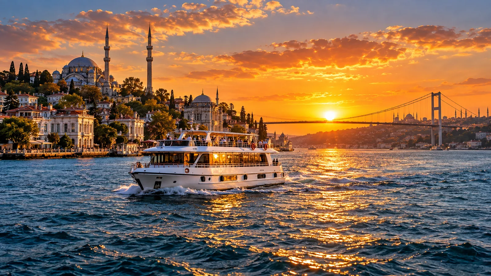 Istanbul Bosphorus cruise at sunset